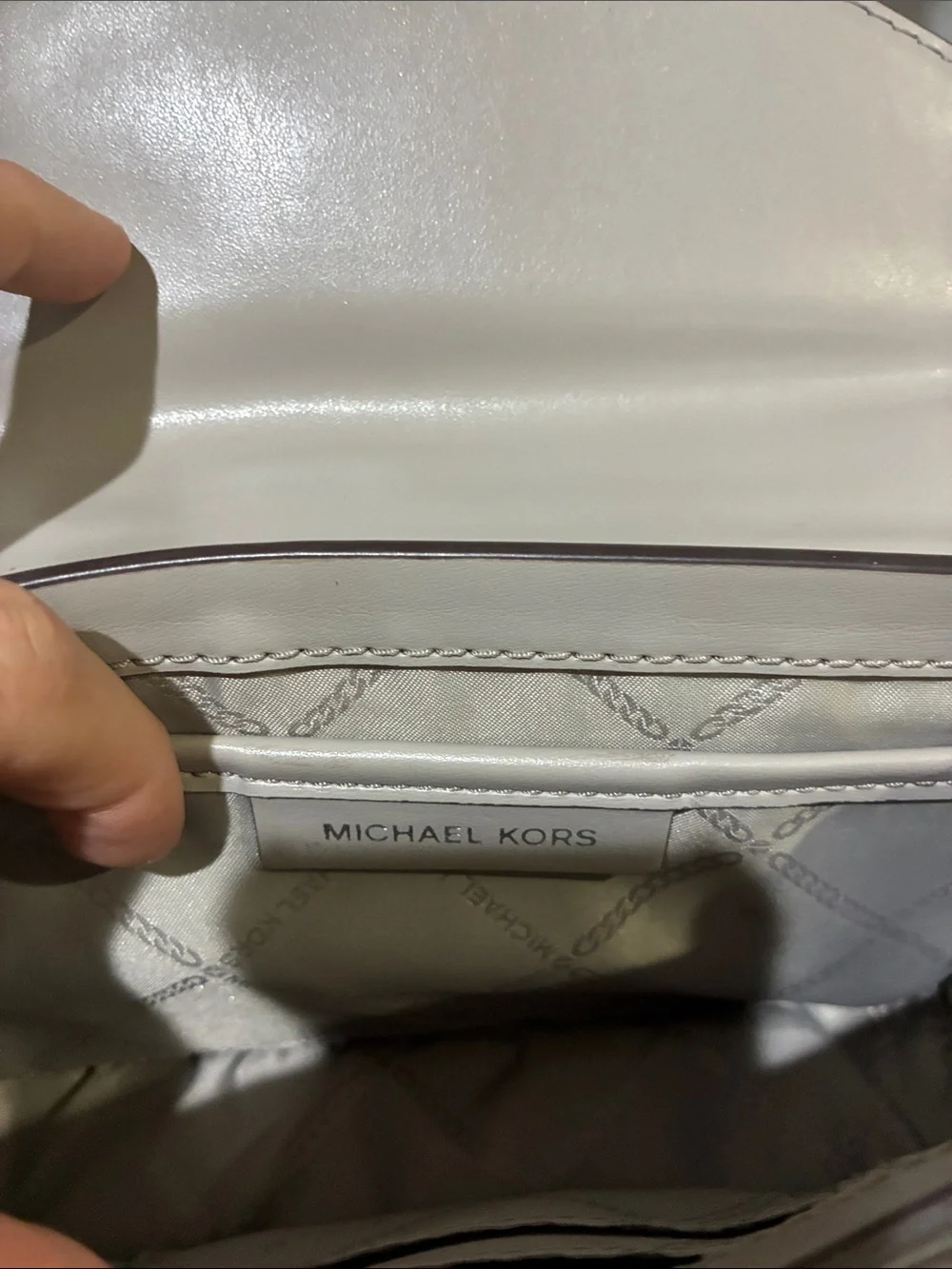 Michael Kors Silver Metallic Envelope Crossbody